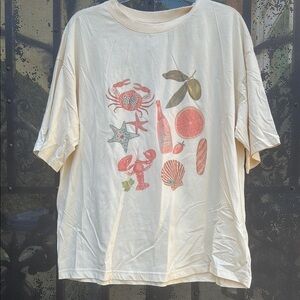 Easel Cream T-Shirt with Red Crab Design